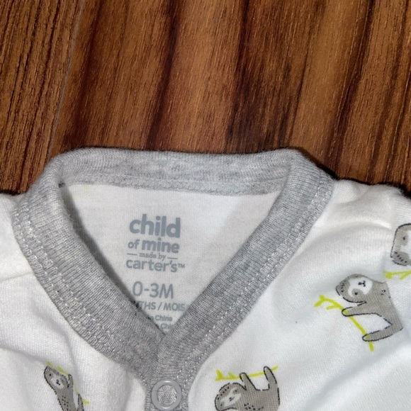 monkey grey & white button up onesie - Picture 2 of 2